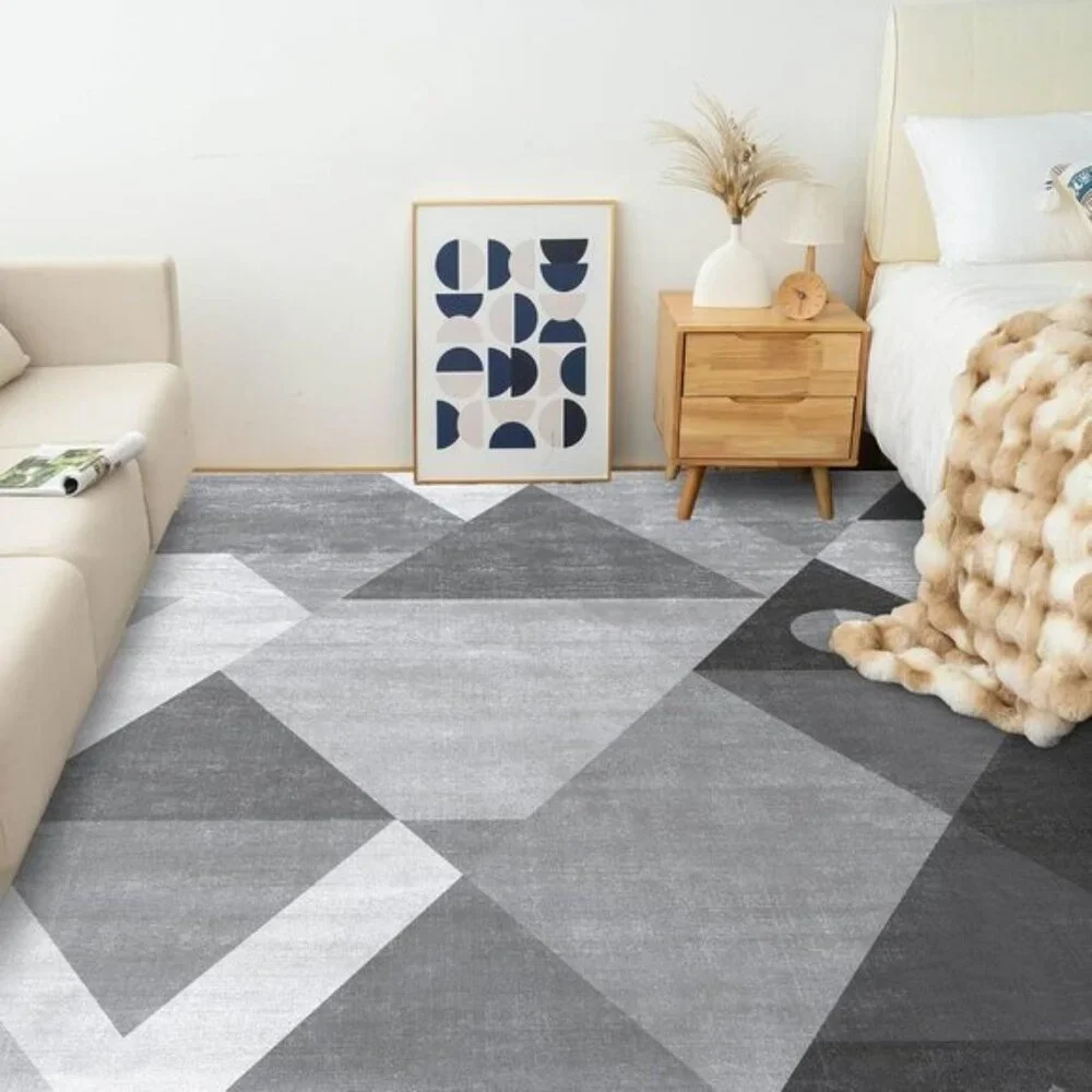 New 5x7 Grey Geometric Area Rug, Washable, Soft Non-Slip Modern Carpet for Home